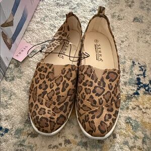 Serra Leopard Print Canvas Slip-Ons - Brown & Black